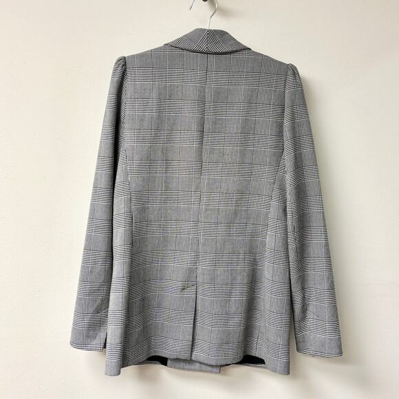 Zara TRF Outerwear Houndstooth Shawl Lapel Double-Breasted Blazer Gray Women' S - Picture 2 of 3